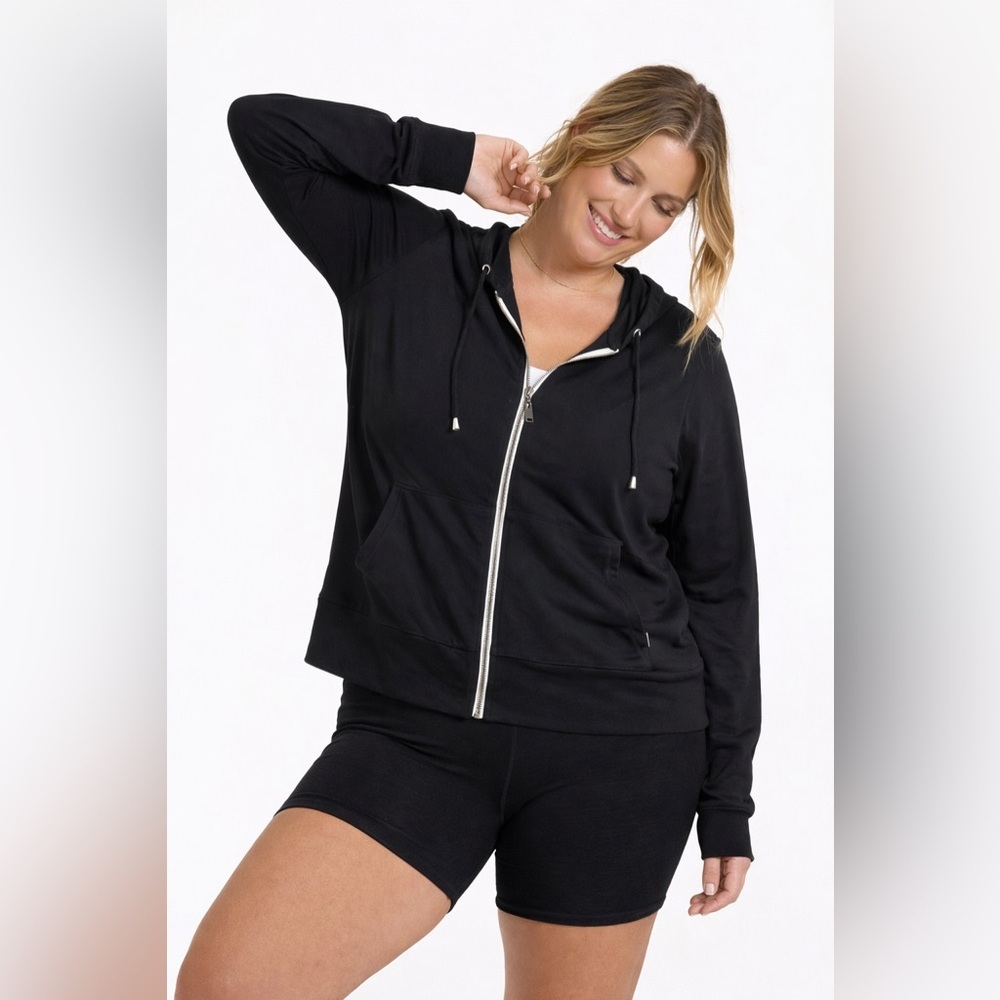 Lulu B Black Hoodie Zip Up Sweatshirt L
